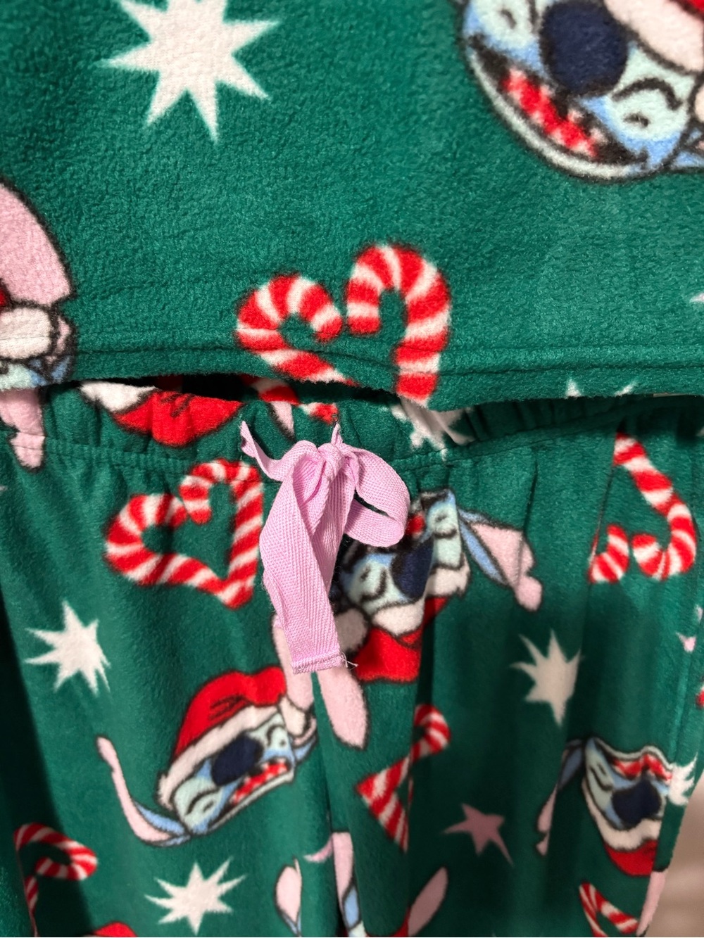 Disney Stitch Fleece Holiday Candy Cane PJ Set Green Red Blue - Picture 6 of 12